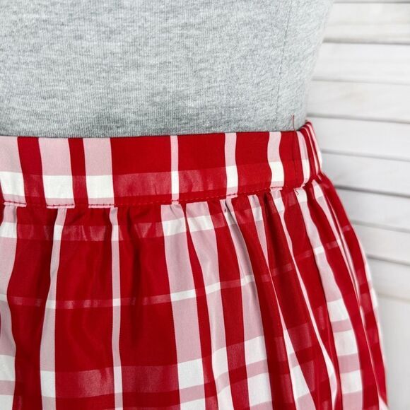 Vineyard Vines Girls Gingham Check Silk Blend Taffeta Skirt Red White XL - Picture 5 of 13